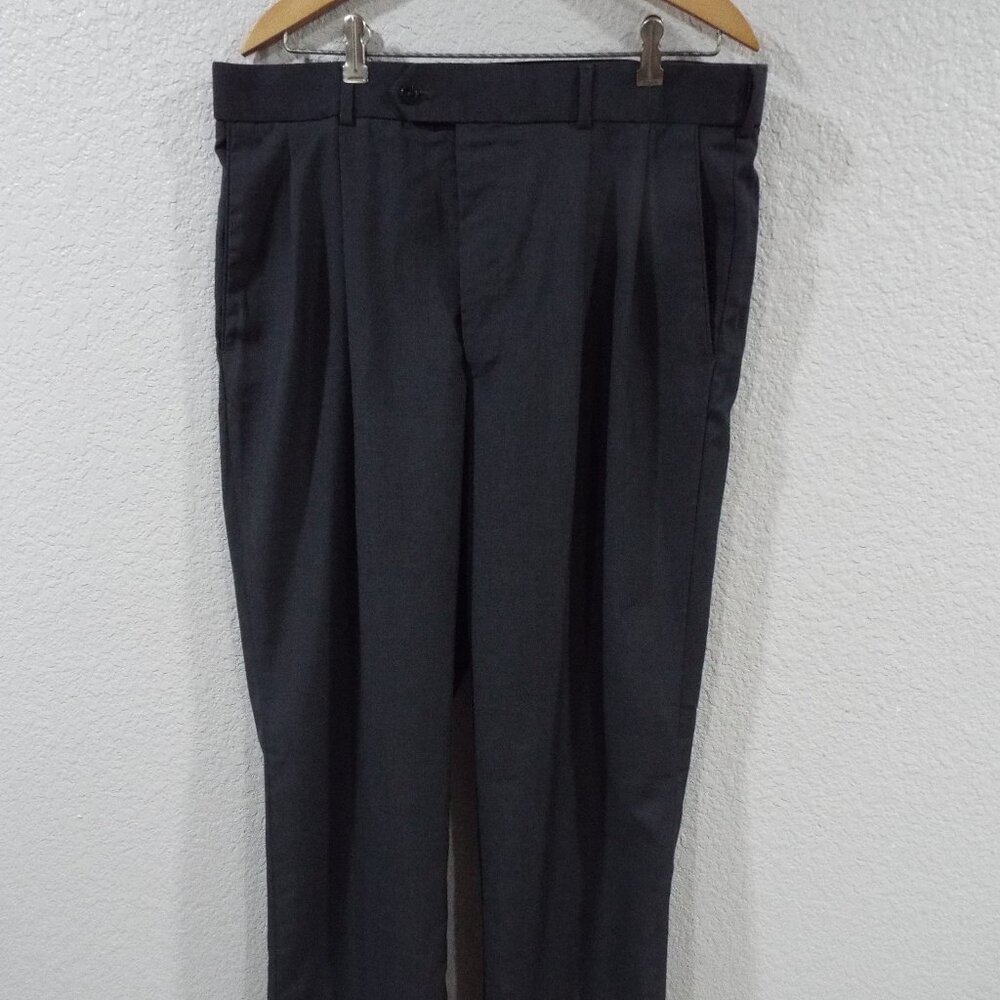 Stafford Performance Classic Fit Men's Cuffed Dress‎ Pants Charcoal Gray 36X34